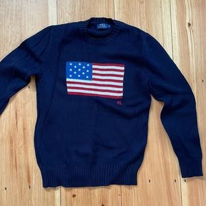 Ralph Lauren American flag cotton sweater mens medium made in usa